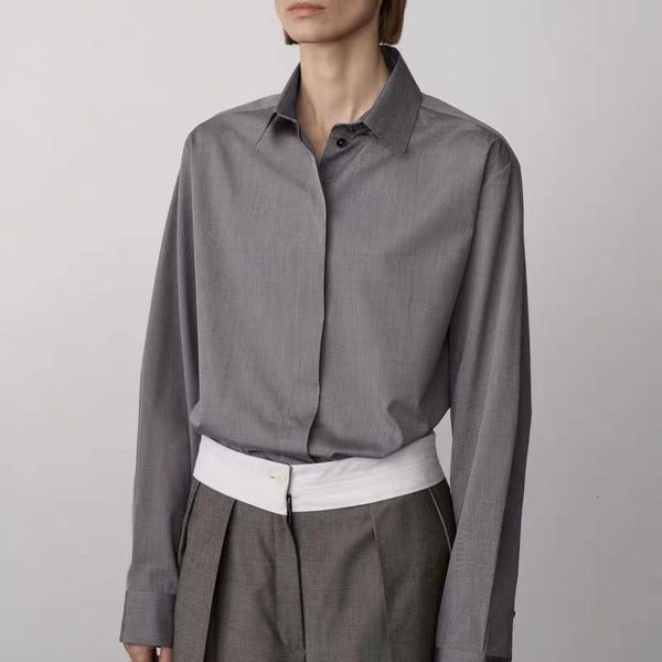 women's trench coats luxury brand r0w shirts turndown collar relaxed and casual pure gray long sleeve fashion business leisure jackets, Tan;black
women's trench coats luxury brand r0w shirts turndown collar relaxed and casual pure gray long sleeve fashion business leisure jackets, Tan;black