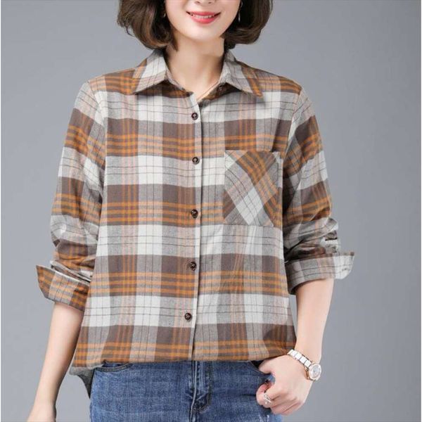 korean casual cotton plaid shirt womens long sleeved early autumn large size loose trend, White
korean casual cotton plaid shirt womens long sleeved early autumn large size loose trend, White