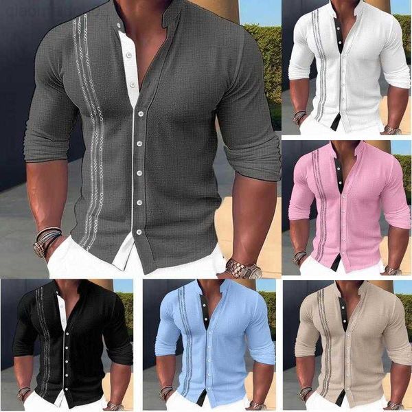 men's casual shirts casual linen contrast color men shirt autumn stand collar button slim elegant gentleman office long sleeve men, White;black
men's casual shirts casual linen contrast color men shirt autumn stand collar button slim elegant gentleman office long sleeve men, White;black