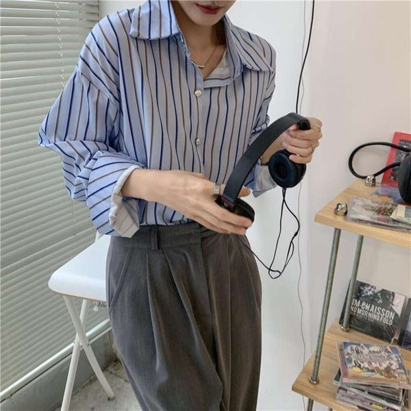 temperament fashionable casual womens blouses holiday white and blue striped long sleeved shirt for women spring
temperament fashionable casual womens blouses holiday white and blue striped long sleeved shirt for women spring