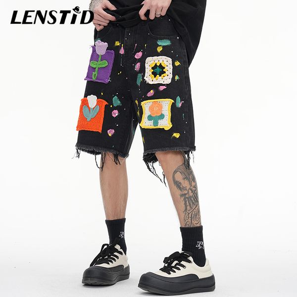 men's pants summer men rippped jeans shorts hip hop flower embroidery baggy denim short harajuku streetwear fashion casual trousers 230, Black
men's pants summer men rippped jeans shorts hip hop flower embroidery baggy denim short harajuku streetwear fashion casual trousers 230, Black