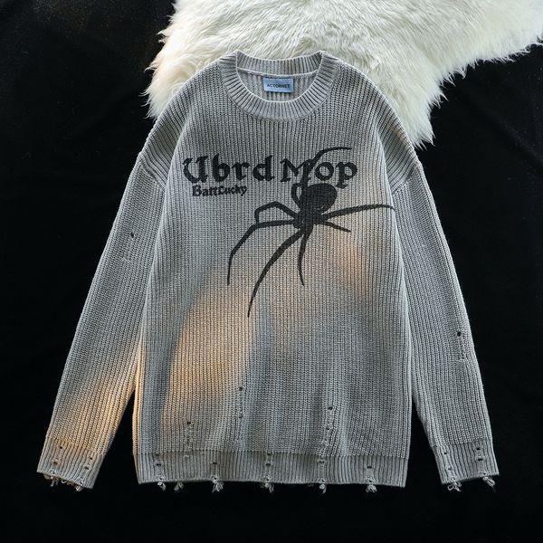 men's sweaters japanese retro spider letter print ripped pullover for men and women ropa hombre baggy y2k pull homme knitted clothes 23, White;black
men's sweaters japanese retro spider letter print ripped pullover for men and women ropa hombre baggy y2k pull homme knitted clothes 23, White;black