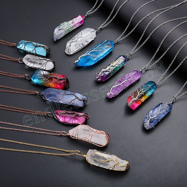 vintage reiki natural stone crystal pendant necklace women men wire wrap tree of life pendants pendulum gems rainbow jewelry, Silver
vintage reiki natural stone crystal pendant necklace women men wire wrap tree of life pendants pendulum gems rainbow jewelry, Silver