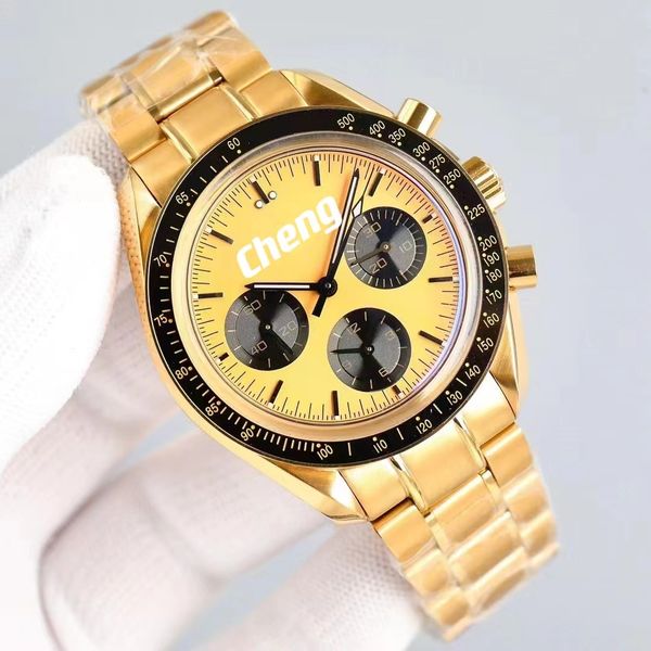 men's 42mm multi-function chronograph watch 3861 mechanical movement ceramic ring stainless steel casual watch, Slivery;brown
men's 42mm multi-function chronograph watch 3861 mechanical movement ceramic ring stainless steel casual watch, Slivery;brown