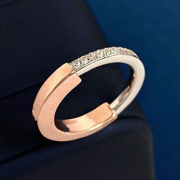 brand new lock ring u-shaped oval rose gold half diamond two tone rings for women, Silver
brand new lock ring u-shaped oval rose gold half diamond two tone rings for women, Silver