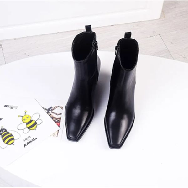 ann demeulemeester gerda ankle boots pointed toe chunky block heel 55mm genuine leather western cowboy boot women's luxury designer sho, Black
ann demeulemeester gerda ankle boots pointed toe chunky block heel 55mm genuine leather western cowboy boot women's luxury designer sho, Black