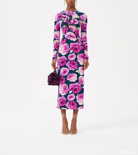 high-quality autumn printed three-dimensional flower decoration party dress, Black
high-quality autumn printed three-dimensional flower decoration party dress, Black