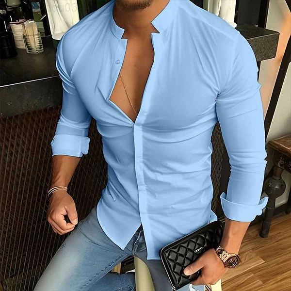 men's casual shirts casual men's long sleeve shirts slim elastic button-up stand collar shirt men clothes 2023 fall leisure solid, White;black
men's casual shirts casual men's long sleeve shirts slim elastic button-up stand collar shirt men clothes 2023 fall leisure solid, White;black