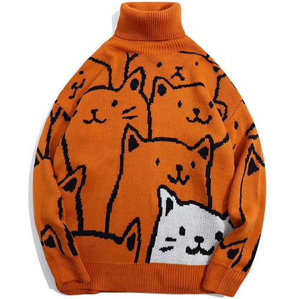 men's sweaters lacible harajuku cat pattern turtleneck knit sweater loose casual knitted pullover men knitwear streetwear 230812, White;black
men's sweaters lacible harajuku cat pattern turtleneck knit sweater loose casual knitted pullover men knitwear streetwear 230812, White;black