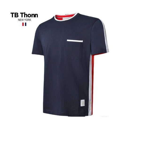 trendy men's red white and blue color contrast tb thonn round neck pure cotton short sleeved t-shirt european american high-end fashion, Black;brown
trendy men's red white and blue color contrast tb thonn round neck pure cotton short sleeved t-shirt european american high-end fashion, Black;brown
