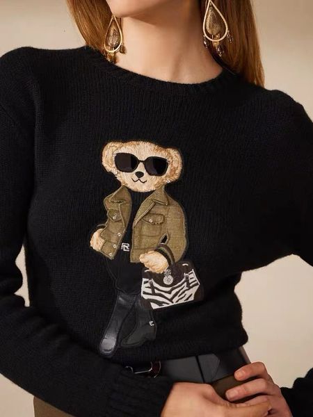 women's sweaters 100% cashmere women sweater cartoon rl bear round neck casual knitted autumn and winter wear women's long-sleeve, White;black
women's sweaters 100% cashmere women sweater cartoon rl bear round neck casual knitted autumn and winter wear women's long-sleeve, White;black