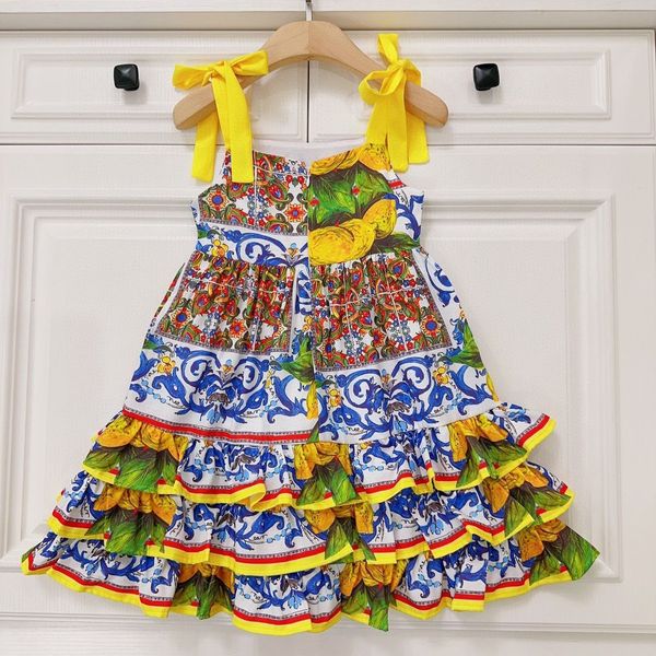 kids girls vintage floral dresses summer fashion designer flower halter ruffle flower princess cake dress children clothes, Red;yellow
kids girls vintage floral dresses summer fashion designer flower halter ruffle flower princess cake dress children clothes, Red;yellow