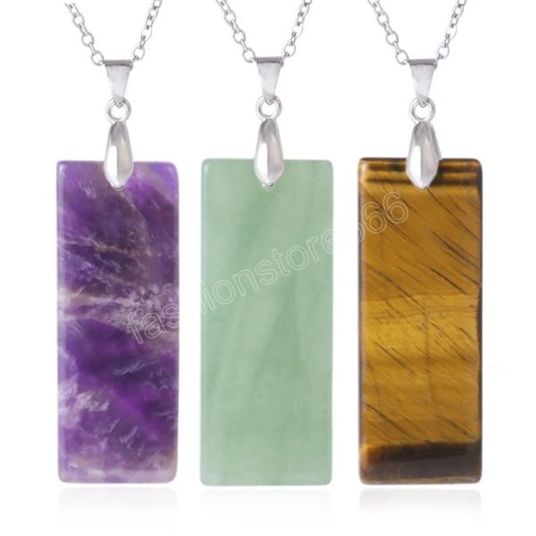 natural stone rectangle pendant necklace for man pillar crystal pendants stainless steel chain necklaces jewelry, Silver
natural stone rectangle pendant necklace for man pillar crystal pendants stainless steel chain necklaces jewelry, Silver