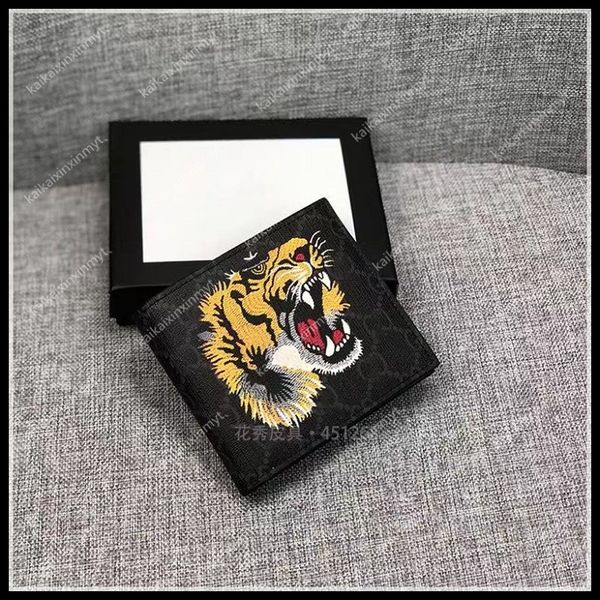 men animal designers fashion short wallet leather black snake tiger bee women luxury purse card holders with gift box quality, Red;black
men animal designers fashion short wallet leather black snake tiger bee women luxury purse card holders with gift box quality, Red;black