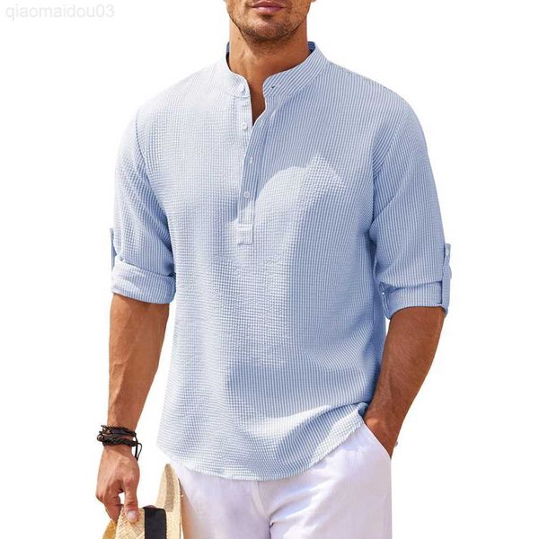 men's casual shirts casual pineapple check shirts men loose buttoned stand collar blouse men's clothes summer solid long sleeve te, White;black
men's casual shirts casual pineapple check shirts men loose buttoned stand collar blouse men's clothes summer solid long sleeve te, White;black
