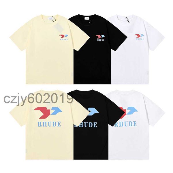 2023 american fashion brand rhude simple letter printing hip-hop casual round neck short sleeve t-shirt for men and women loose half sleevet, White;black 
2023 american fashion brand rhude simple letter printing hip-hop casual round neck short sleeve t-shirt for men and women loose half sleevet, White;black