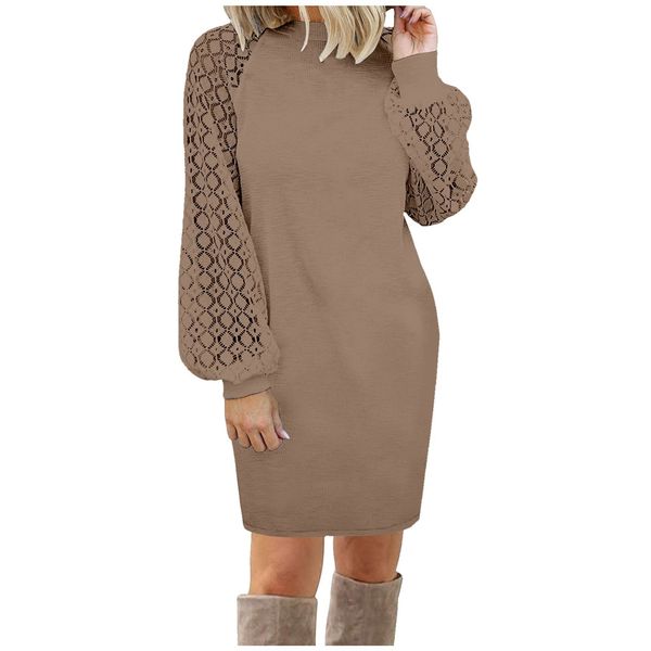 basic casual dresses fall winter women dress lace stitching long sleeve loose mini robe elegant waffle knit vestidos mujer 230812, Black;gray
basic casual dresses fall winter women dress lace stitching long sleeve loose mini robe elegant waffle knit vestidos mujer 230812, Black;gray