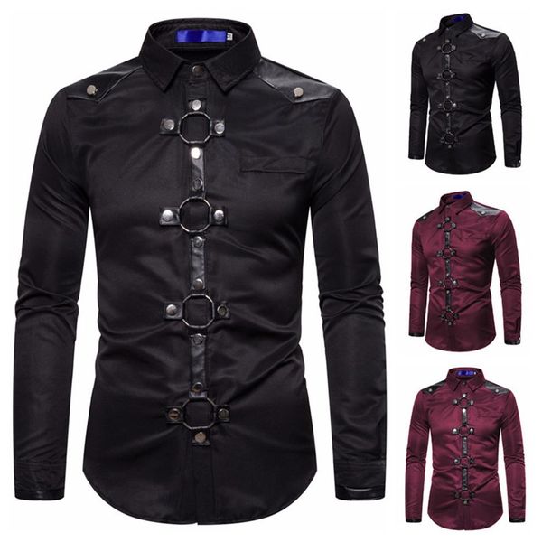 men's slim shirt 2019 winter new foreign trade men's gothic style rivet casual long sleeve shirt costume2397, White;black
men's slim shirt 2019 winter new foreign trade men's gothic style rivet casual long sleeve shirt costume2397, White;black