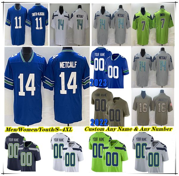 

Custom Football Jersey Drew Lock Devon Witherspoon Geno Smith Kenneth Walker III DK Metcalf Tyler Lockett Jaxon Smith-Njigba Noah Fant Uchenna Nwosu Steve Largent 4X, Men green