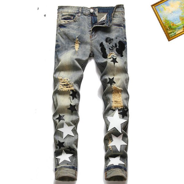 graphic jeans men trousers fashion high street men black multicolor letter print elastic motorcycle pants hip hop, Blue
graphic jeans men trousers fashion high street men black multicolor letter print elastic motorcycle pants hip hop, Blue