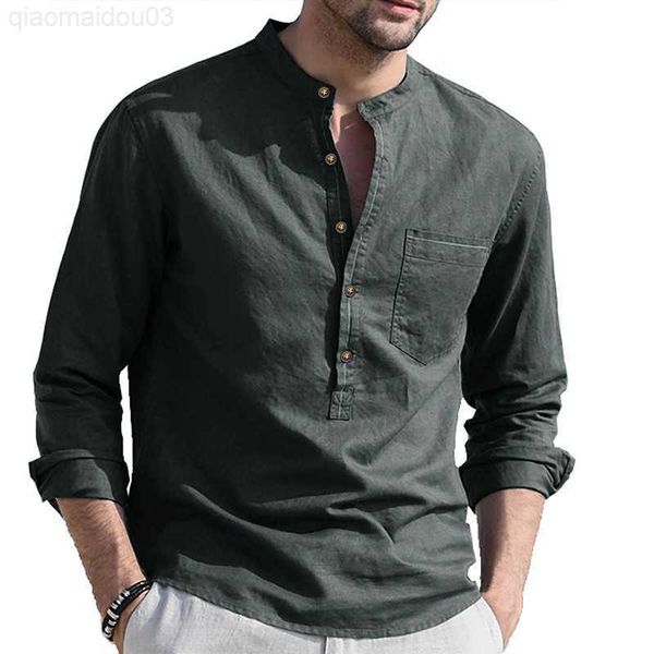 men's casual shirts new men's shirt autumn winter men stand collar button solid color cotton linen shirt casual long sleeve t shir, White;black
men's casual shirts new men's shirt autumn winter men stand collar button solid color cotton linen shirt casual long sleeve t shir, White;black