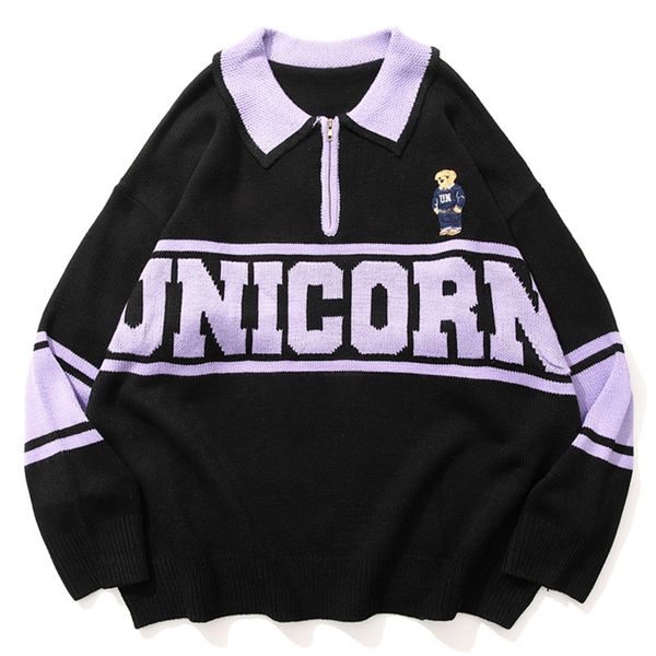 men's sweaters letter contrast print knitted sweater men lapel neck pullover herren ropa de hombre 230812, White;black
men's sweaters letter contrast print knitted sweater men lapel neck pullover herren ropa de hombre 230812, White;black