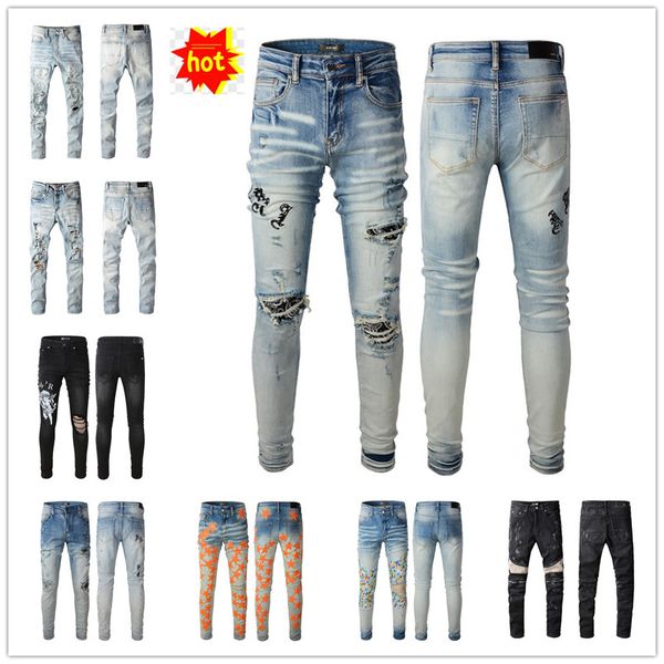 2023 designer mens hip-hop fashion zipper hole wash jean pants retro torn fold stitching men design motorcycle riding amirily cool slim pant, Blue
2023 designer mens hip-hop fashion zipper hole wash jean pants retro torn fold stitching men design motorcycle riding amirily cool slim pant, Blue