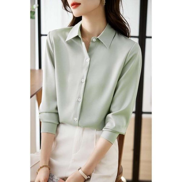 achu simple high class green satin shirt for womens professional interview design niche top, White
achu simple high class green satin shirt for womens professional interview design niche top, White