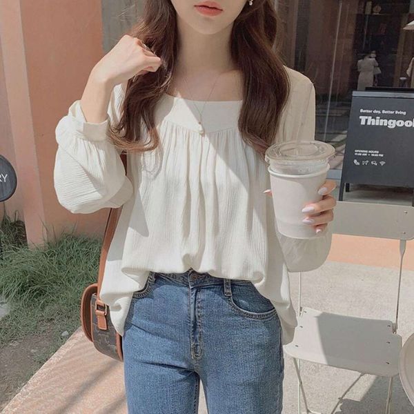 spring and summer french niche shirt high end womens long sleeved korean version of the versatile loose simple, White
spring and summer french niche shirt high end womens long sleeved korean version of the versatile loose simple, White