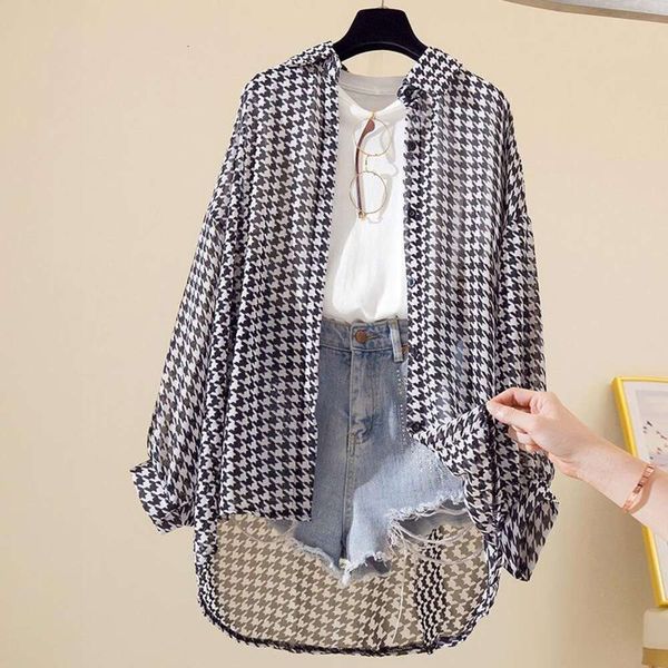 houndstooth sunscreen shirts clothes for women summer thin style hong kong design loose skinny long sleeve, White
houndstooth sunscreen shirts clothes for women summer thin style hong kong design loose skinny long sleeve, White
