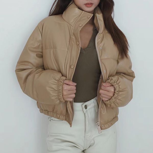 women's jackets julypalette solid pu leather women short down cotton bread winter thick warm stand collar loose ladies parkas coats 230, Black;brown
women's jackets julypalette solid pu leather women short down cotton bread winter thick warm stand collar loose ladies parkas coats 230, Black;brown