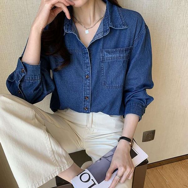 blue denim shirt for spring and autumn womens clothing winter loose design niche women, White
blue denim shirt for spring and autumn womens clothing winter loose design niche women, White