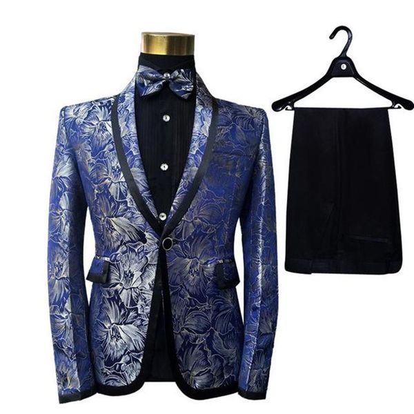 men's suits & blazers fashion shawl lapel blue floral pattern jacquard banquet singers slim fit suit men costume homme latest265c, White;black
men's suits & blazers fashion shawl lapel blue floral pattern jacquard banquet singers slim fit suit men costume homme latest265c, White;black