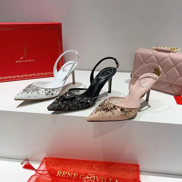 rene caovilla rear sling pointed toe stiletto heel dress shoes rhinestone decoration mesh lace pumps women's party evening shoes luxury, Black
rene caovilla rear sling pointed toe stiletto heel dress shoes rhinestone decoration mesh lace pumps women's party evening shoes luxury, Black