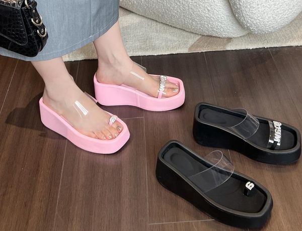thick sole slippers for women's summer 2023 new slope heel transparent rhinestone slippers for beach sandals, Black
thick sole slippers for women's summer 2023 new slope heel transparent rhinestone slippers for beach sandals, Black