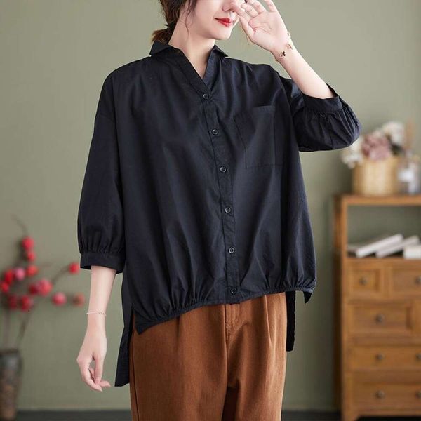 art blouse womens three quarter blouses sleeves spring and summer style loose han fan all match skinny casual women, White
art blouse womens three quarter blouses sleeves spring and summer style loose han fan all match skinny casual women, White