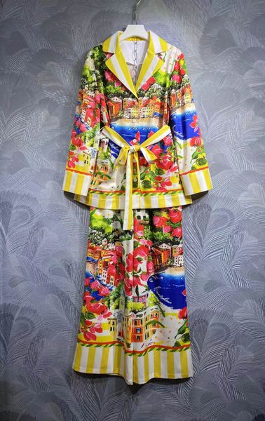 high-quality 2023 two piece pants lapel collar printed belt and elastic waist pants, White
high-quality 2023 two piece pants lapel collar printed belt and elastic waist pants, White