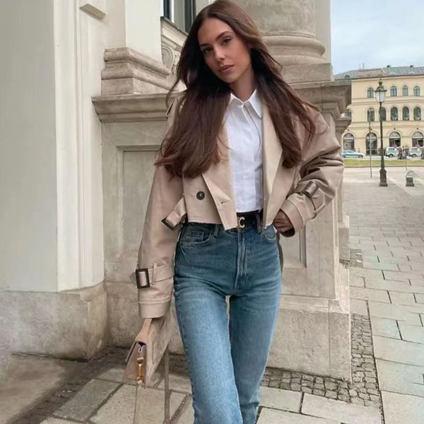 womens jackets khaki cropped trench women long sleeves short design traf jacket chic lady high street casual loose coats female 230812, Black;brown
womens jackets khaki cropped trench women long sleeves short design traf jacket chic lady high street casual loose coats female 230812, Black;brown