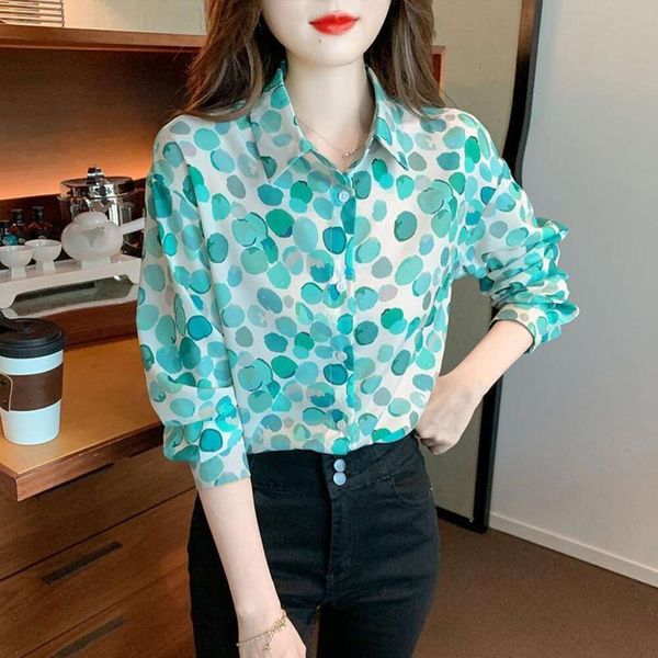 item autumn fresh shirt watercolor green grape print french temperament silk women, White
item autumn fresh shirt watercolor green grape print french temperament silk women, White