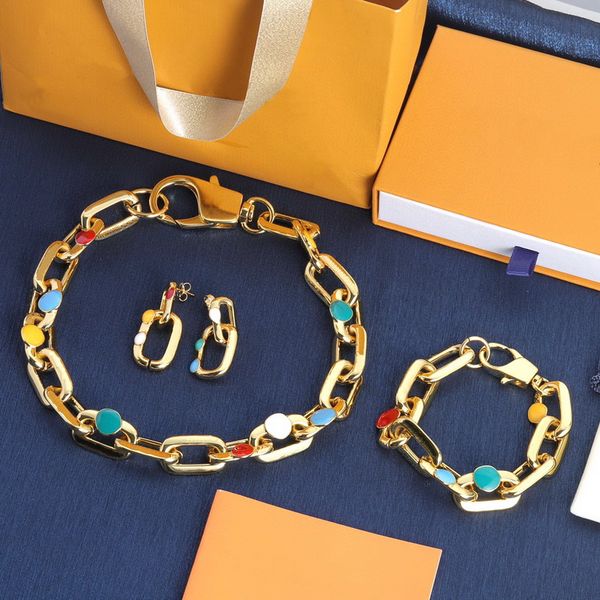 designer fashion style necklace bracelet earrings lady womens gold-color hardware engraved yk v edge painted dots chain jewelry m01065 m0106, Black
designer fashion style necklace bracelet earrings lady womens gold-color hardware engraved yk v edge painted dots chain jewelry m01065 m0106, Black