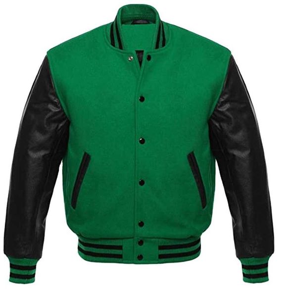 new oem custom baseball vintage letterman varsity jacket with leather sleeves manufacture by divine 9, Black;brown
new oem custom baseball vintage letterman varsity jacket with leather sleeves manufacture by divine 9, Black;brown