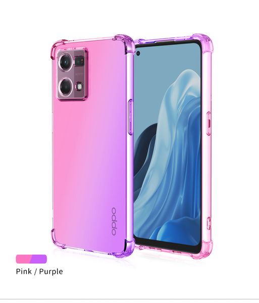 Image of Double Color Gradient Case for Oppo Reno 7 4G 7 Pro 6 5G 6 Lite 7 Lite 5G 7Z 5G Find X5 Lite X3 Lite X3 X5 Pro Cover Silicone