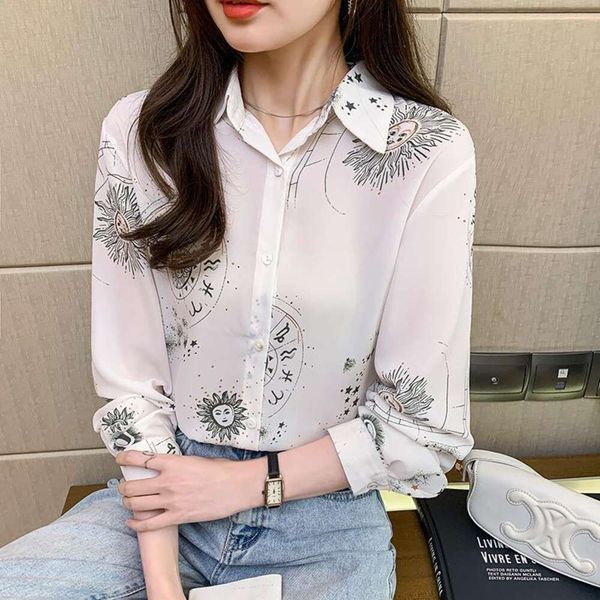 darwin starry shirt sky print spring loose draping temperament womens long sleeve chiffon, White
darwin starry shirt sky print spring loose draping temperament womens long sleeve chiffon, White