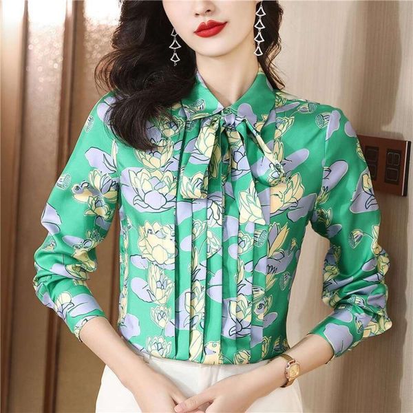 item title french single heavyweight shirts pleated ribbon bow silk printed shirt ladies top, White
item title french single heavyweight shirts pleated ribbon bow silk printed shirt ladies top, White