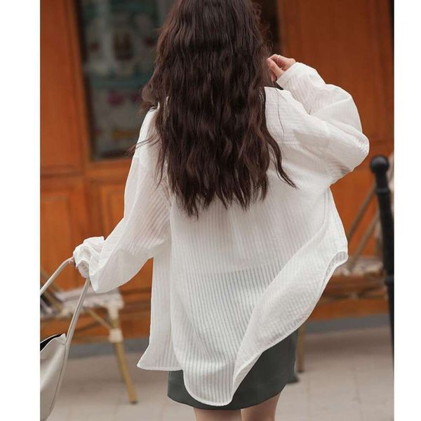lightweight breathable texture striped white shirt summer womens loose sun protection
lightweight breathable texture striped white shirt summer womens loose sun protection