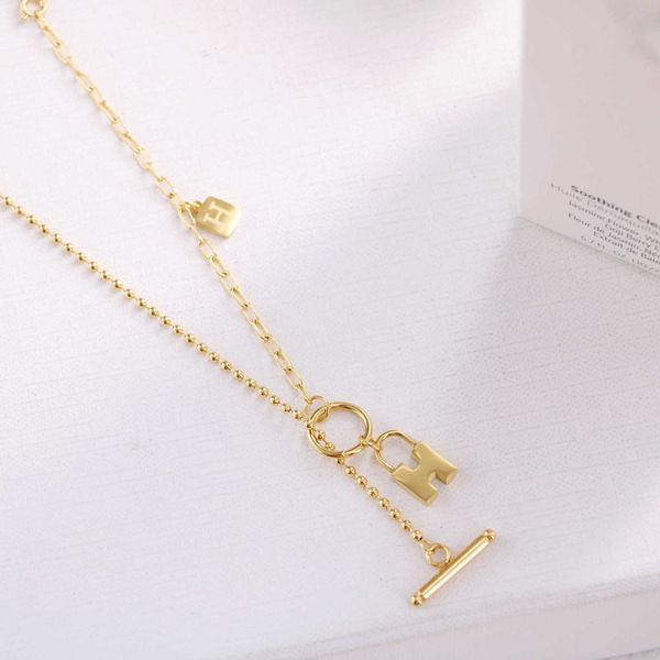 fashion designer h decorative titanium steel home letter round bead chain asymmetric front buckle necklace multi accessories clavicle fashio, Silver
fashion designer h decorative titanium steel home letter round bead chain asymmetric front buckle necklace multi accessories clavicle fashio, Silver