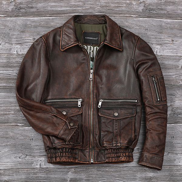 men's jackets men stone distressed genuine leather jacket layer cowhide air force flight vintage fashion redbrown corium coat 230812, Black;brown
men's jackets men stone distressed genuine leather jacket layer cowhide air force flight vintage fashion redbrown corium coat 230812, Black;brown