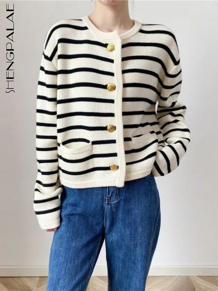 women's sweaters shengpalae striped panelled soft elegant cardigan sweater vintage cropped sweet girlish temper y2k clothes 5r315 23081, White;black
women's sweaters shengpalae striped panelled soft elegant cardigan sweater vintage cropped sweet girlish temper y2k clothes 5r315 23081, White;black