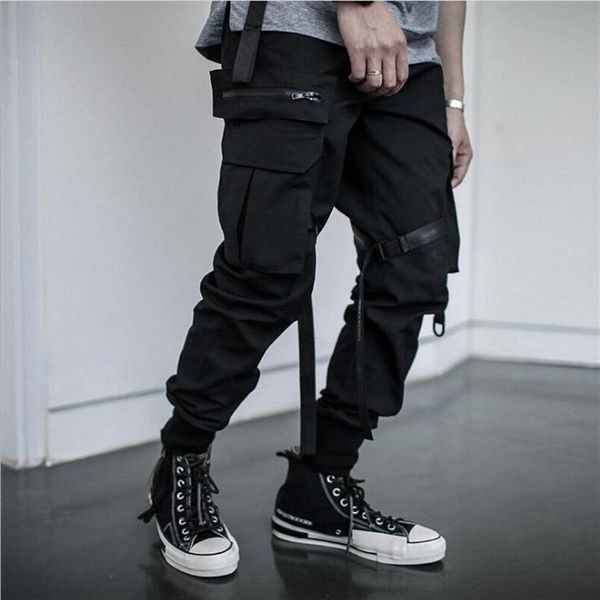 multi pocket hip hop streetwear men's black joggers pants men cotton ribbon cargo pant trousers elastic waist2399
multi pocket hip hop streetwear men's black joggers pants men cotton ribbon cargo pant trousers elastic waist2399