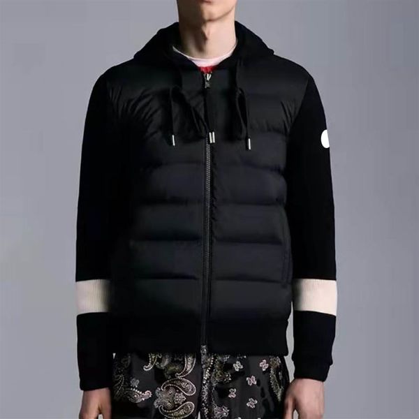 sleeve stitching design mens down jacket arm badge hooded knitted jacket winter men down jackets size 1--4273p, Black
sleeve stitching design mens down jacket arm badge hooded knitted jacket winter men down jackets size 1--4273p, Black